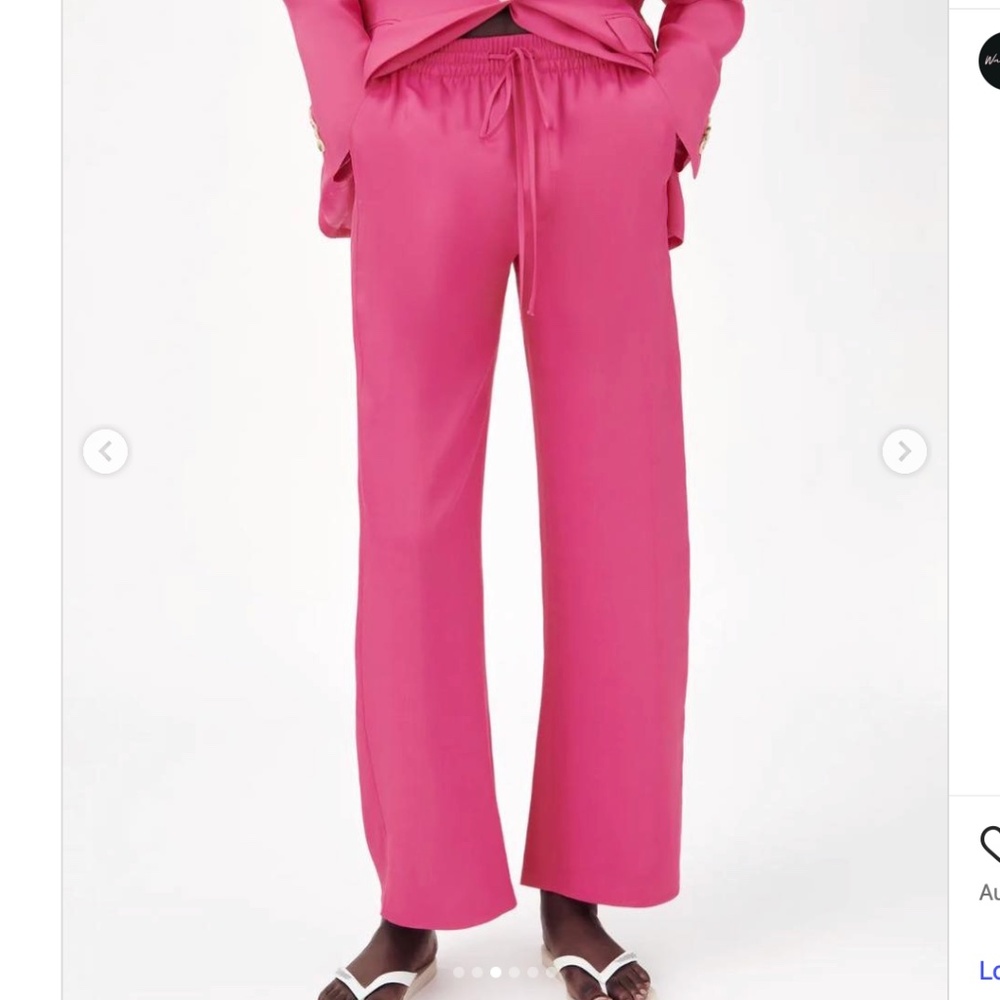 NWT Zara Pink Satin Pants Medium Travel Vacation Joggers